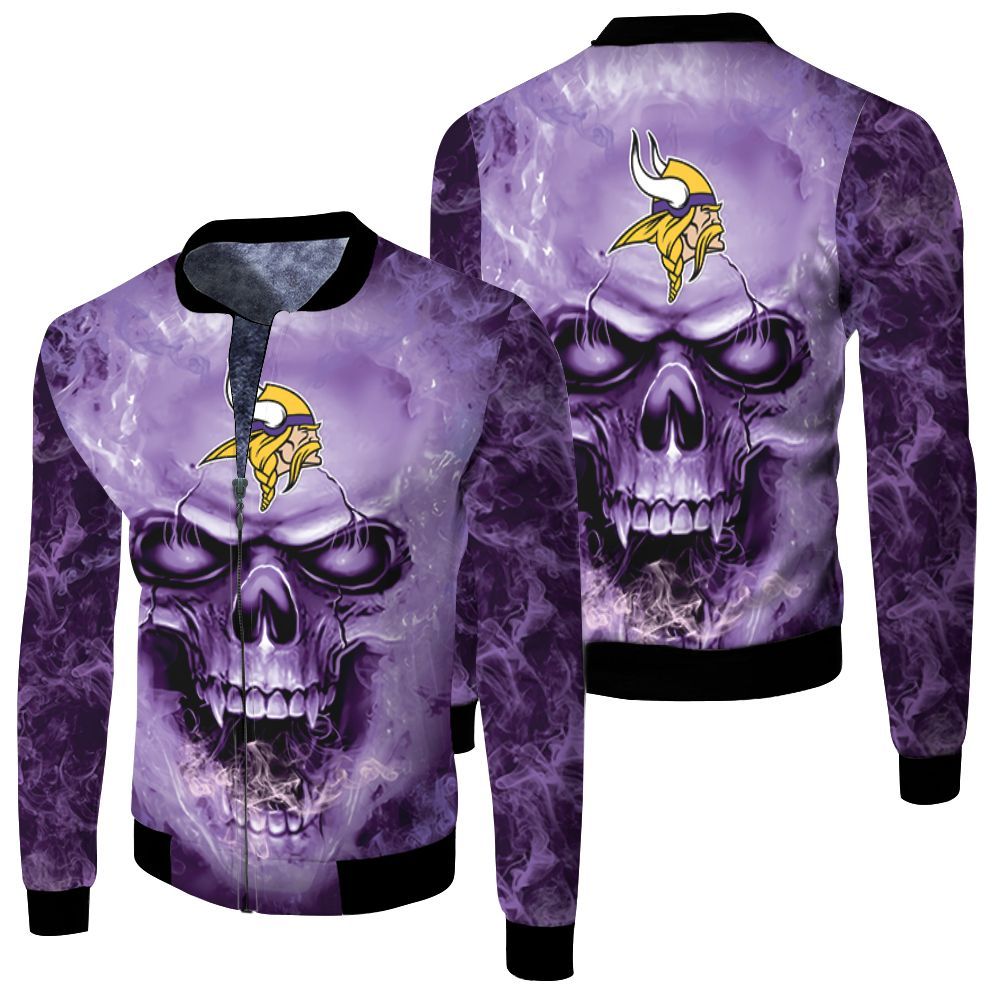 Minnesota Vikings Skull For Vikings Fan 3d Jersey Fleece Bomber Jacket Minnesota Vikings Skull For Vikings Fan 3d Jersey Fleece Bomber Jacket