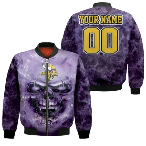 Minnesota Vikings Skull For Vikings Fans 3d Personalized Bomber Jacket