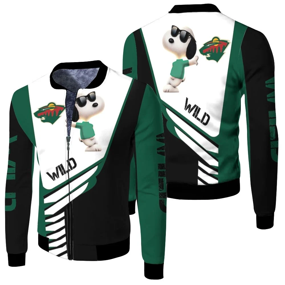 Minnesota Wild Snoopy For Fans 3d Fleece Bomber Jacket Minnesota Wild Snoopy For Fans 3d Fleece Bomber Jacket