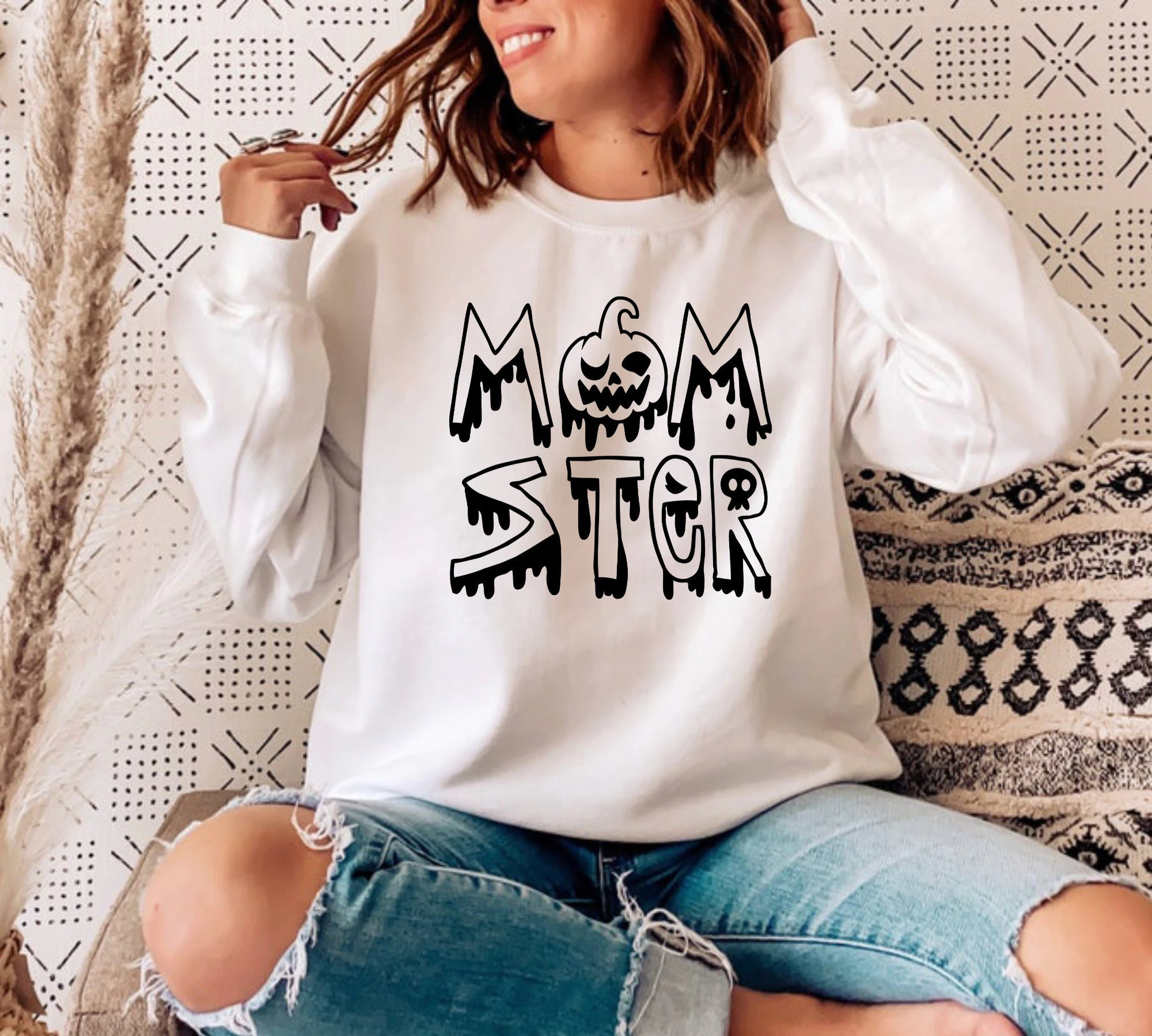 Momster Mom Mommom Funny Pumpkin Halloween Unisex Sweatshirt Momster Mom Mommom Funny Pumpkin Halloween Unisex Sweatshirt