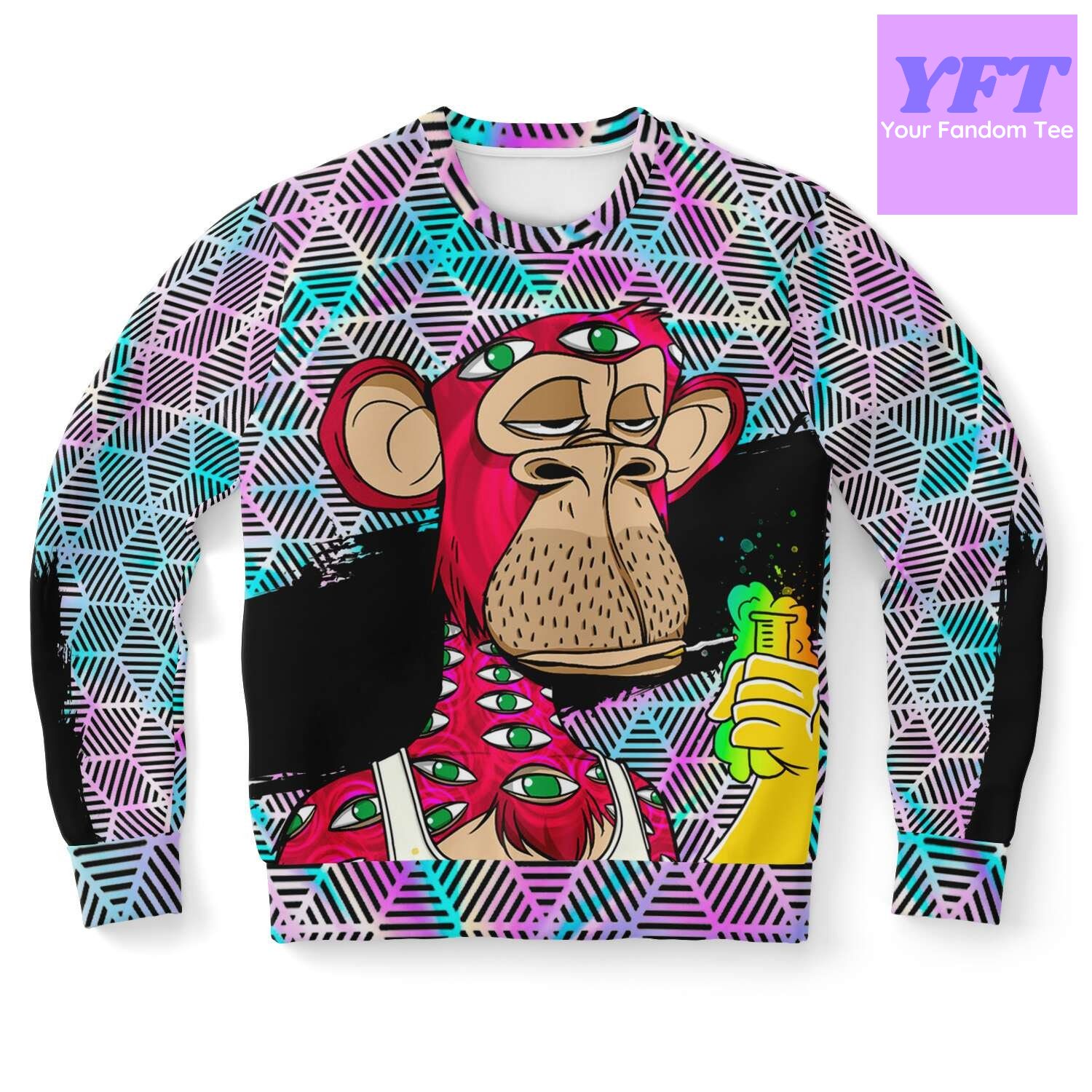 Monkey Holographic Psychedelic 3d Ugly Christmas Sweater Monkey Holographic Psychedelic 3d Ugly Christmas Sweater