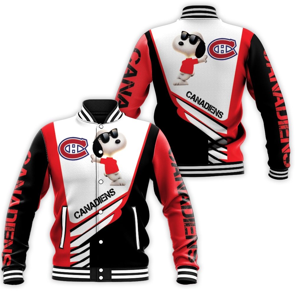 Montreal Canadiens Snoopy For Fans 3d Baseball Jacket Montreal Canadiens Snoopy For Fans 3d Baseball Jacket