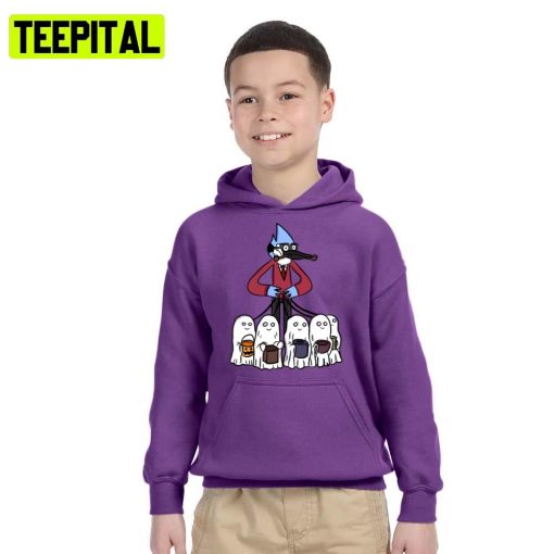 Mordecai Regular Show Trick Or Treat Halloween Illustration Hoodie