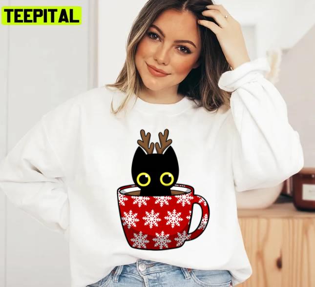 Mug And Black Cat Christmas Xmas Art Unisex Sweatshirt Mug And Black Cat Christmas Xmas Art Unisex Sweatshirt
