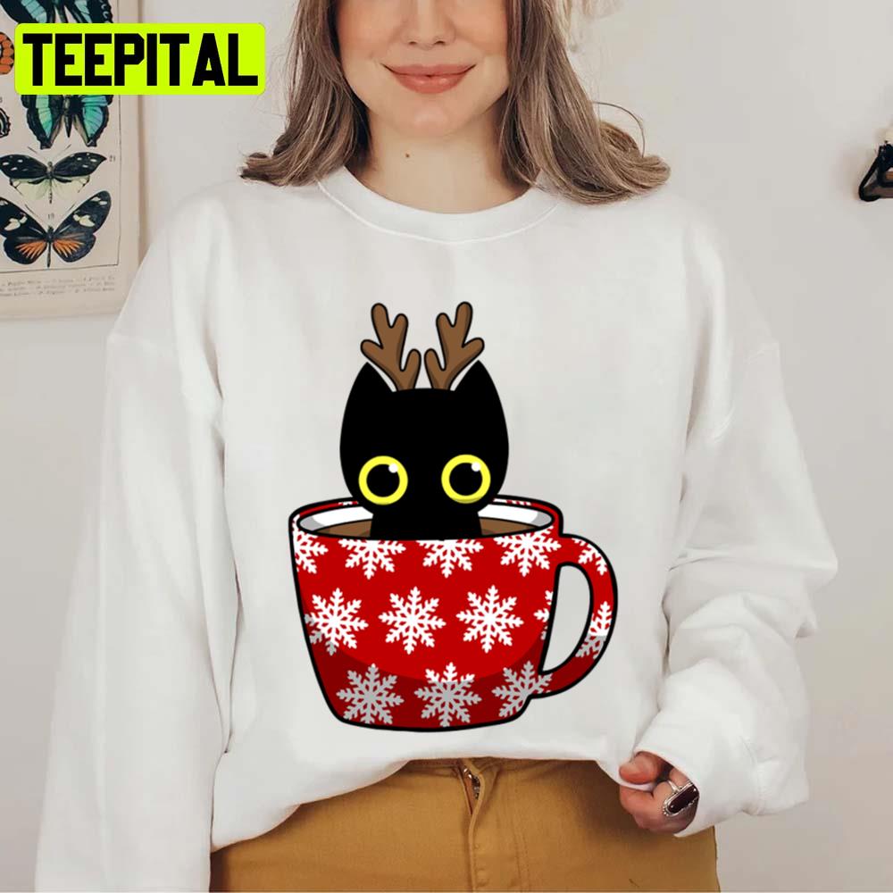 Mug And Black Cat Christmas Xmas Art Unisex Sweatshirt Mug And Black Cat Christmas Xmas Art Unisex Sweatshirt