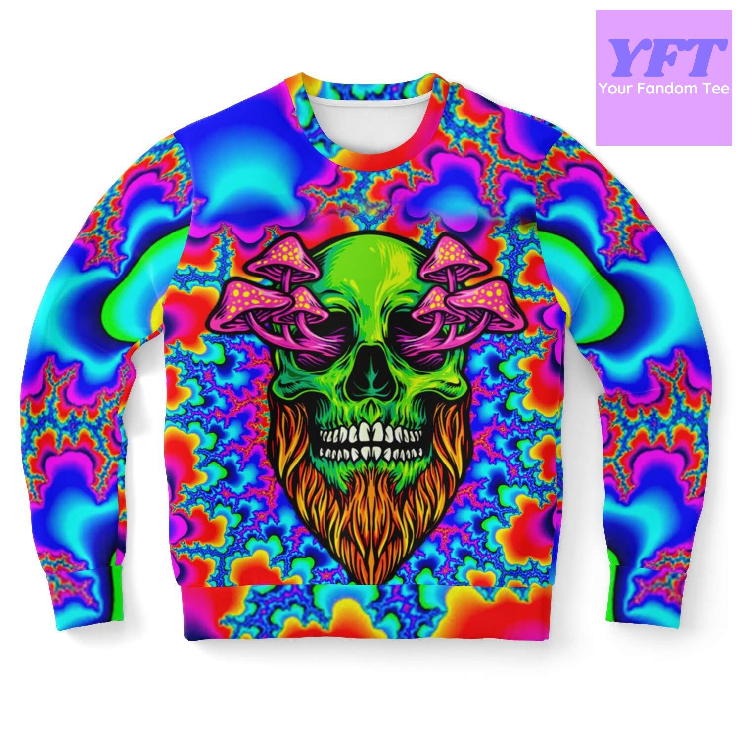 Mushroom Head Holographic Psychedelic 3d Ugly Christmas Sweater Mushroom Head Holographic Psychedelic 3d Ugly Christmas Sweater