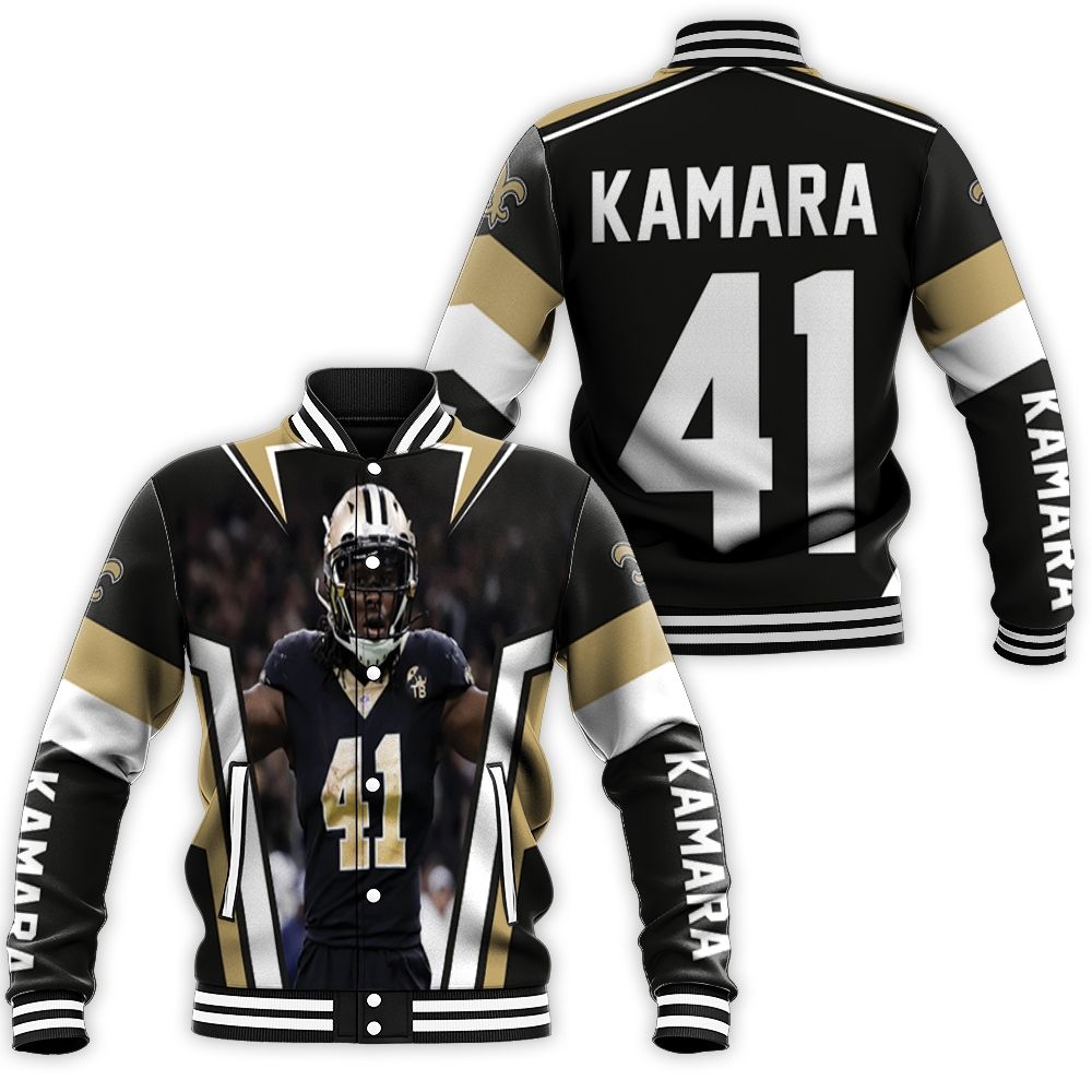 New Orleans Saints Alvin Kamara 41 Legendary Baseball Jacket New Orleans Saints Alvin Kamara 41 Legendary Baseball Jacket