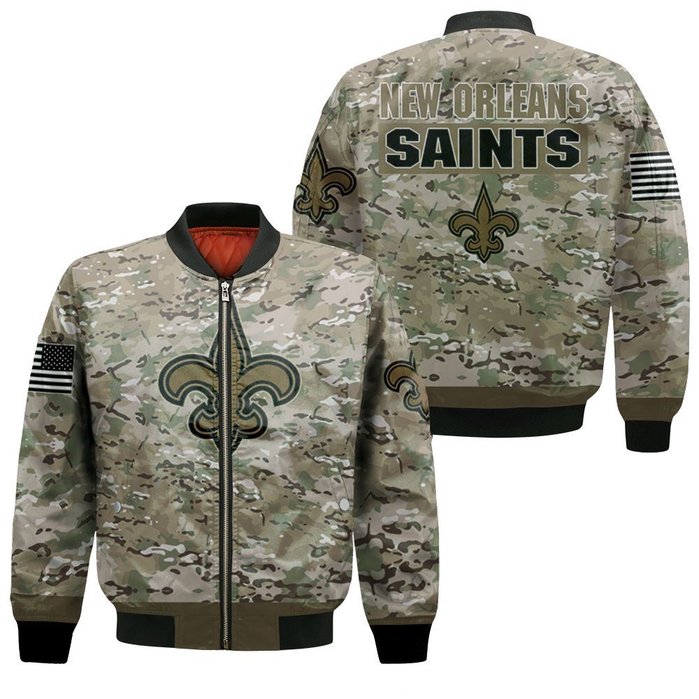 New Orleans Saints Camouflage Veteran 3d Jersey Bomber Jacket New Orleans Saints Camouflage Veteran 3d Jersey Bomber Jacket