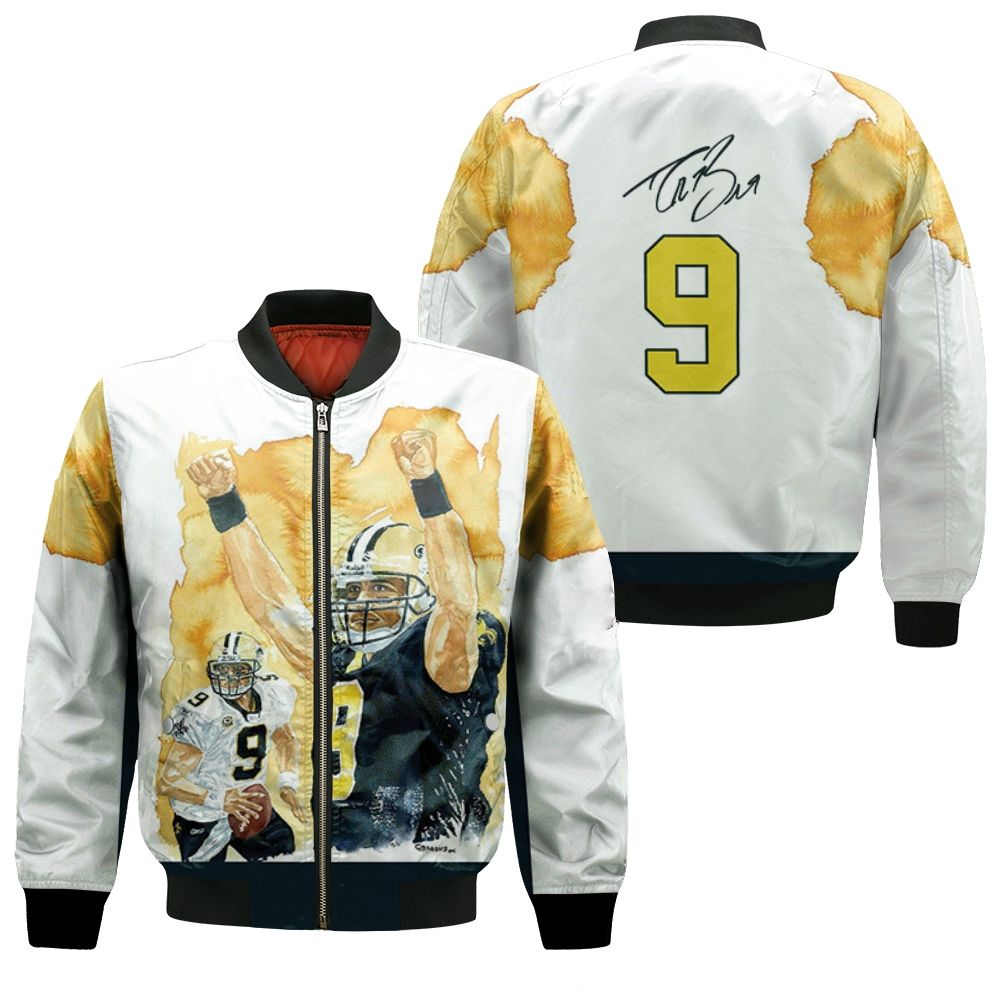 New Orleans Saints Drew Brees Winner Flame Bomber Jacket New Orleans Saints Drew Brees Winner Flame Bomber Jacket