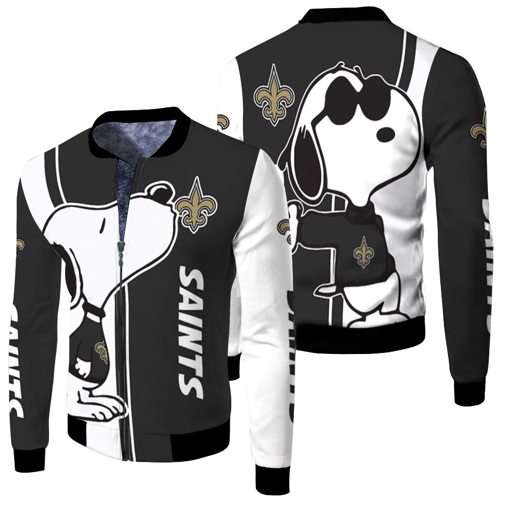 New Orleans Saints Snoopy Lover 3d Printed Fleece Bomber Jacket New Orleans Saints Snoopy Lover 3d Printed Fleece Bomber Jacket