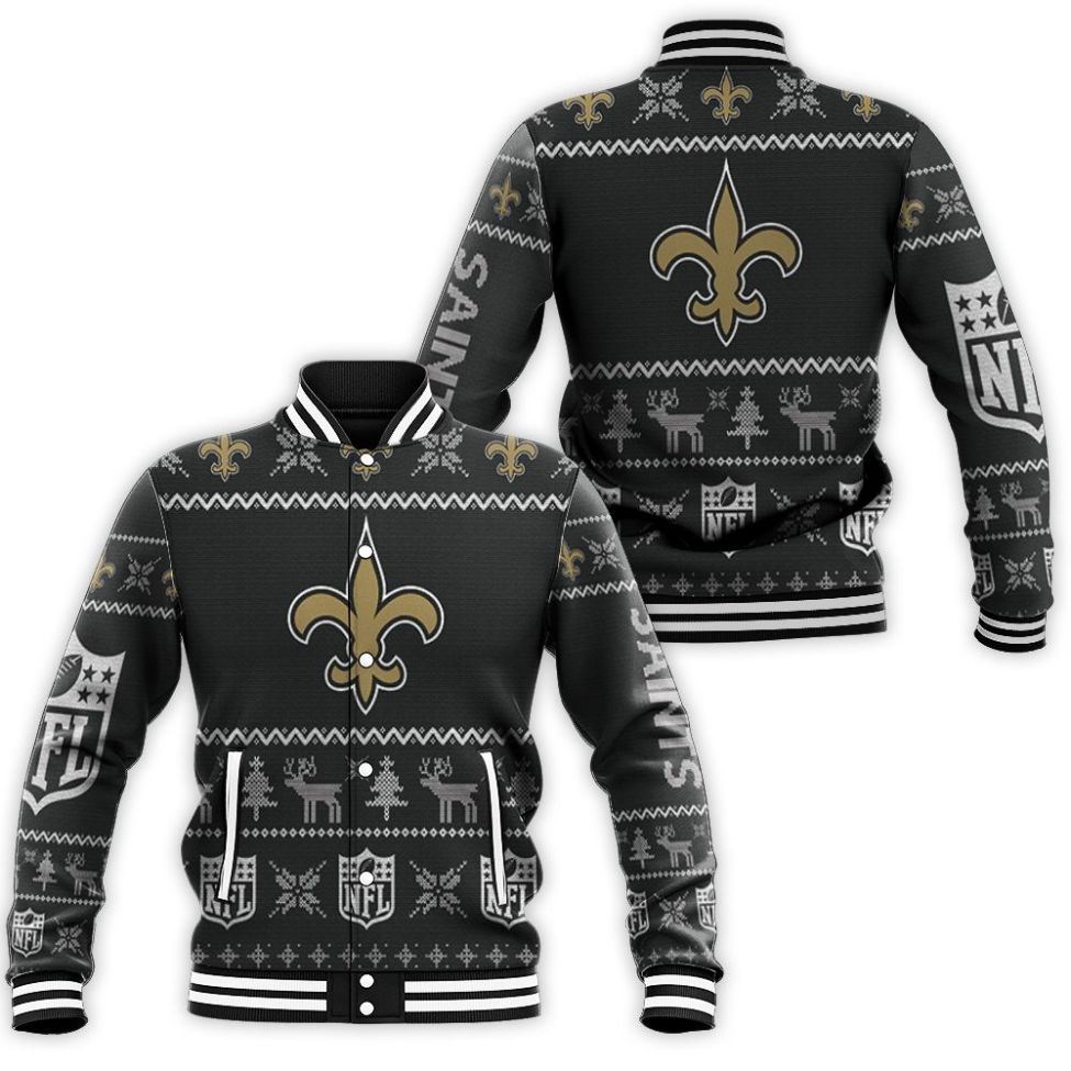 New Orleans Saints Ugly Sweatshirt Christmas 3d Baseball Jacket New Orleans Saints Ugly Sweatshirt Christmas 3d Baseball Jacket