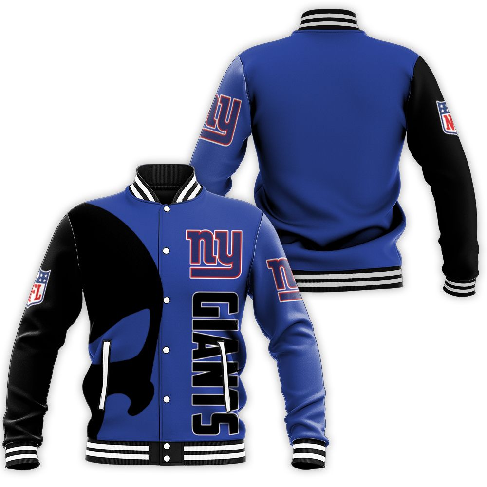 New York Giants Nfl Skull 3d Jersey Baseball Jacket New York Giants Nfl Skull 3d Jersey Baseball Jacket