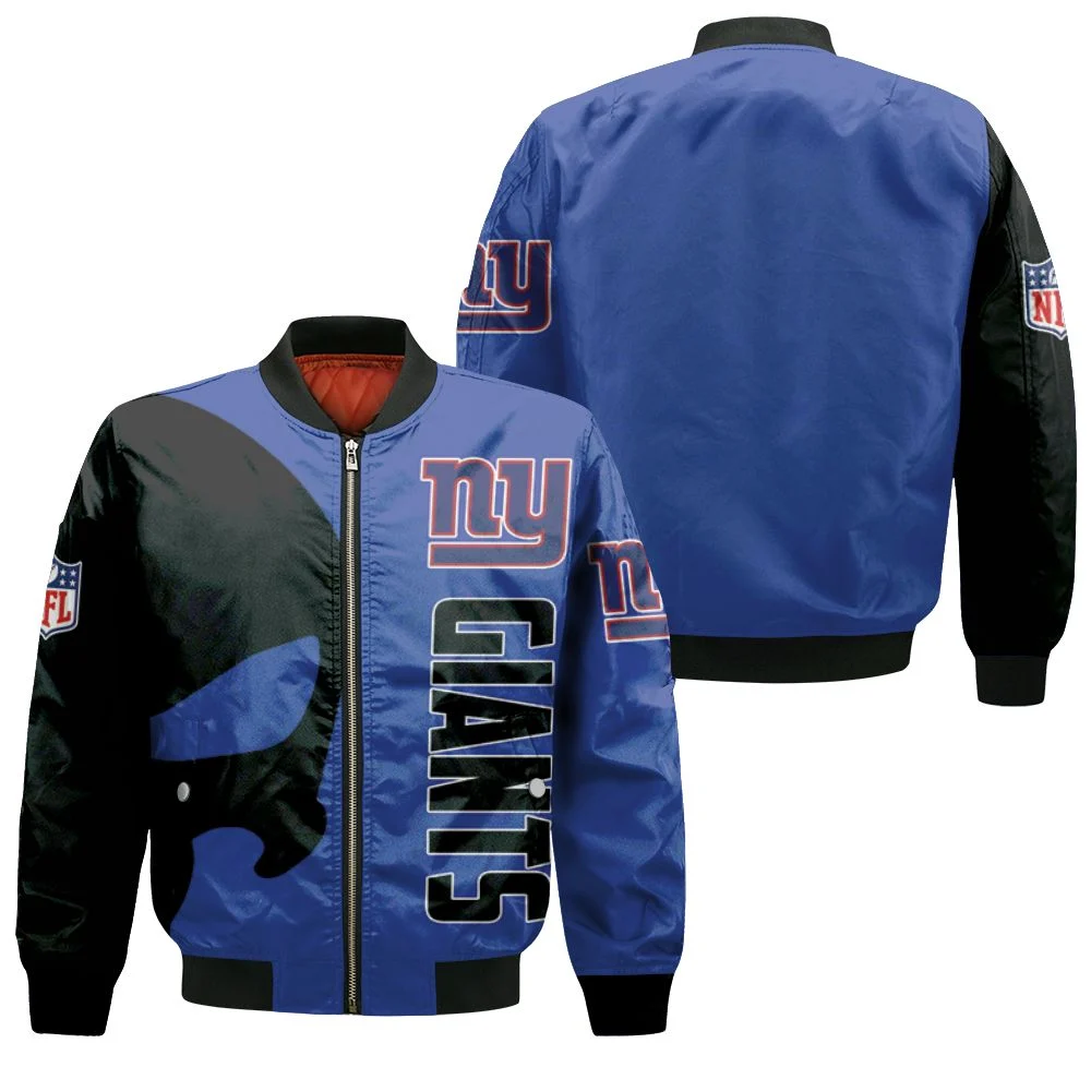 New York Giants Nfl Skull 3d Jersey Bomber Jacket New York Giants Nfl Skull 3d Jersey Bomber Jacket