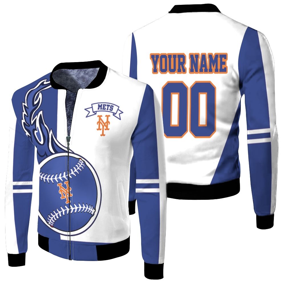New York Mets 3d Personalized Fleece Bomber Jacket New York Mets 3d Personalized Fleece Bomber Jacket