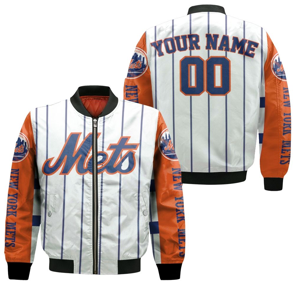 New York Mets Jersey Inspired Personalized Bomber Jacket New York Mets Jersey Inspired Personalized Bomber Jacket