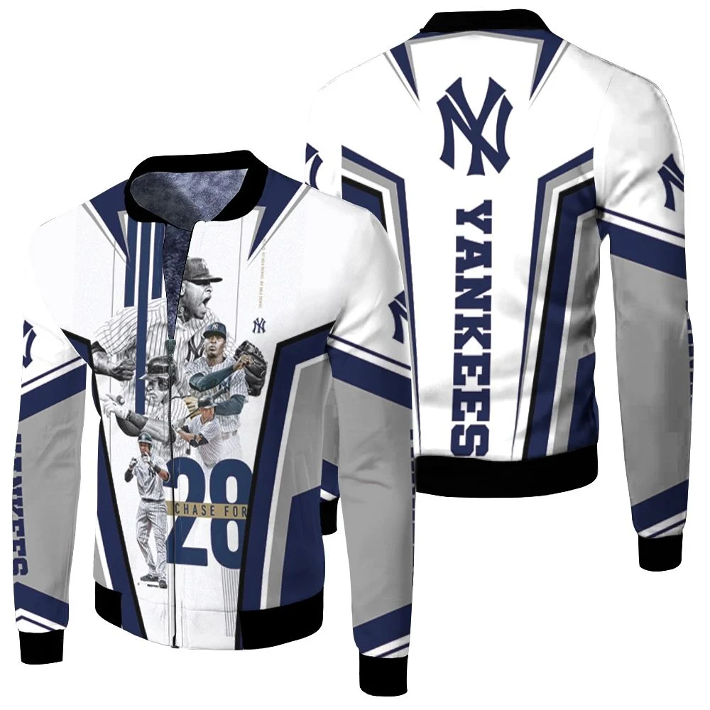 New York Yankees Great Team Chase For 28 Fleece Bomber Jacket New York Yankees Great Team Chase For 28 Fleece Bomber Jacket
