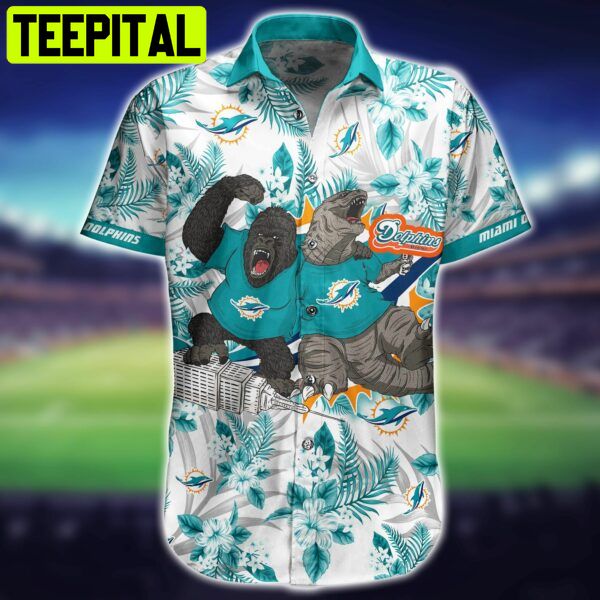 NFL Miami Dolphins Kingkong Godzilla Hawaiian Shirt NFL Miami Dolphins Kingkong Godzilla Hawaiian Shirt