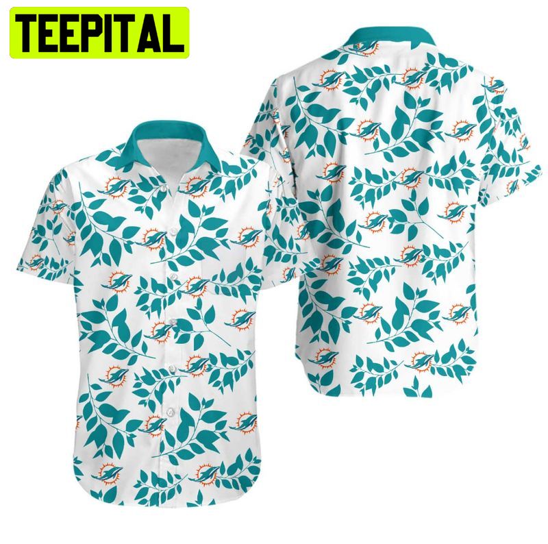 NFL Miami Dolphins Leaves Summer Hawaiian Shirt NFL Miami Dolphins Leaves Summer Hawaiian Shirt