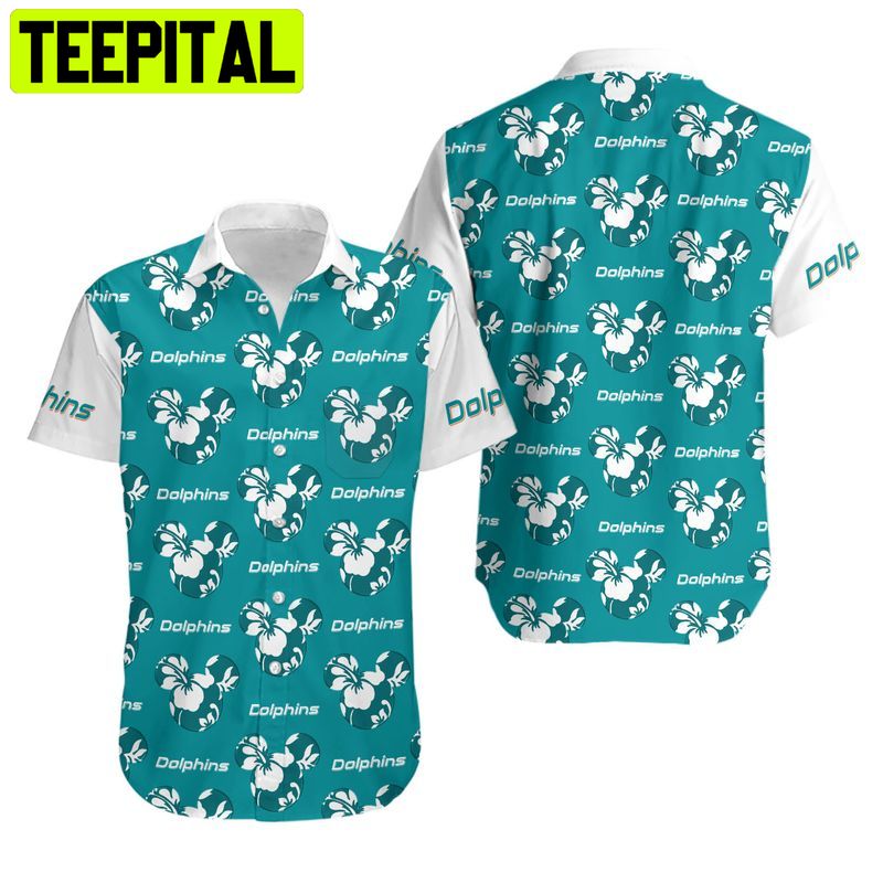 NFL Miami Dolphins Mickey and Flowers Hawaiian Shirt NFL Miami Dolphins Mickey and Flowers Hawaiian Shirt