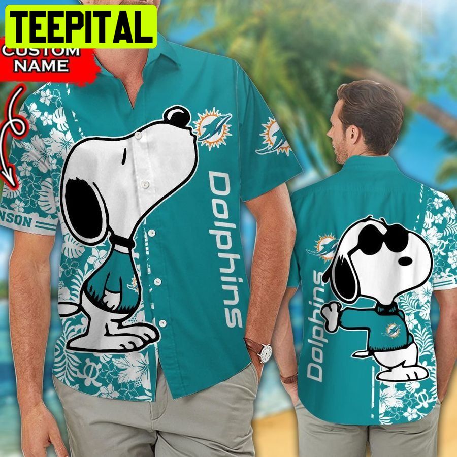 NFL Miami Dolphins Snoopy Custom Tropical Aloha Hawaiian Shirt NFL Miami Dolphins Snoopy Custom Tropical Aloha Hawaiian Shirt