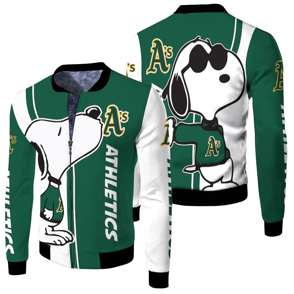 Oakland Athletics Snoopy Lover 3d Printed Fleece Bomber Jacket Oakland Athletics Snoopy Lover 3d Printed Fleece Bomber Jacket