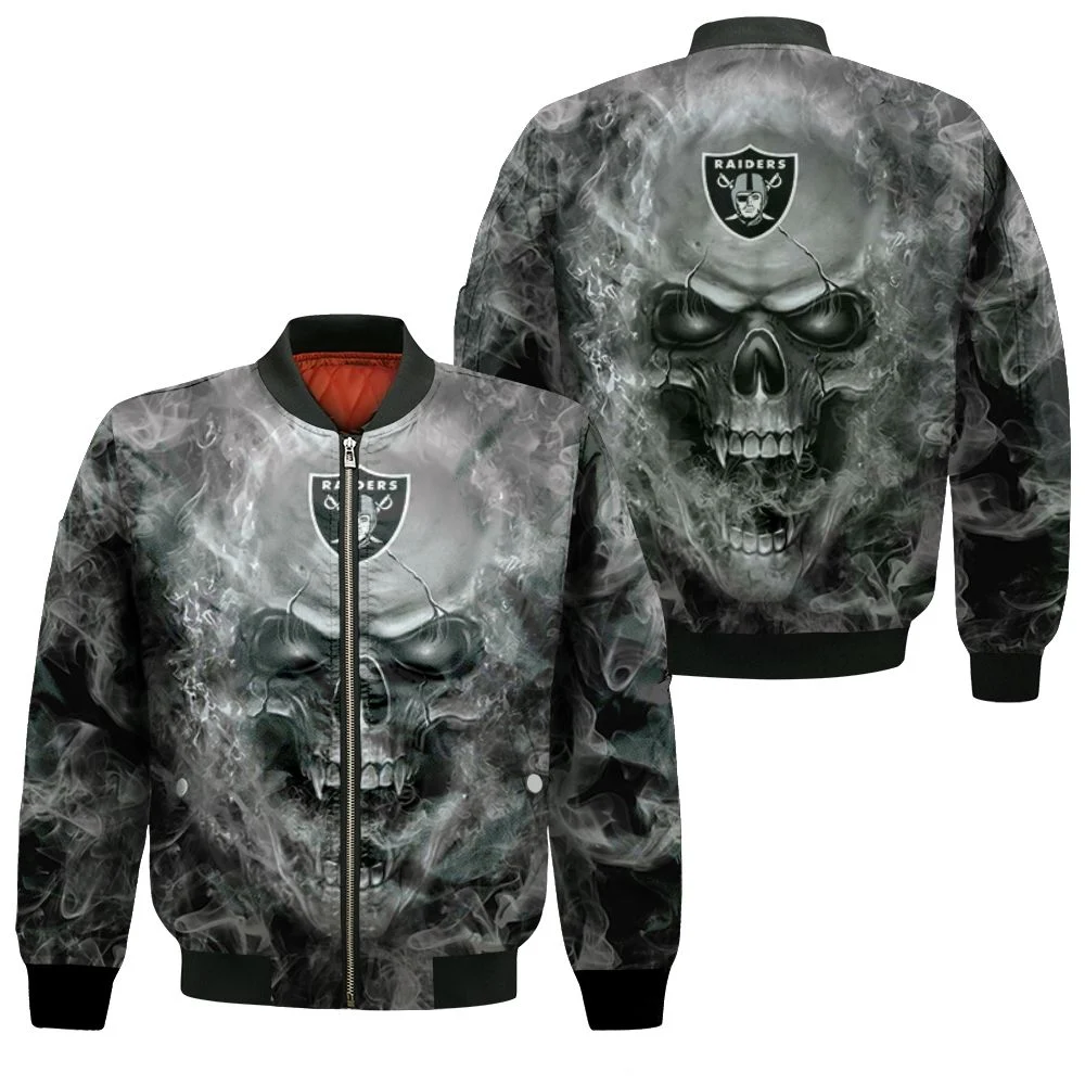 Oakland Raiders Nfl Fans Skull Bomber Jacket Oakland Raiders Nfl Fans Skull Bomber Jacket