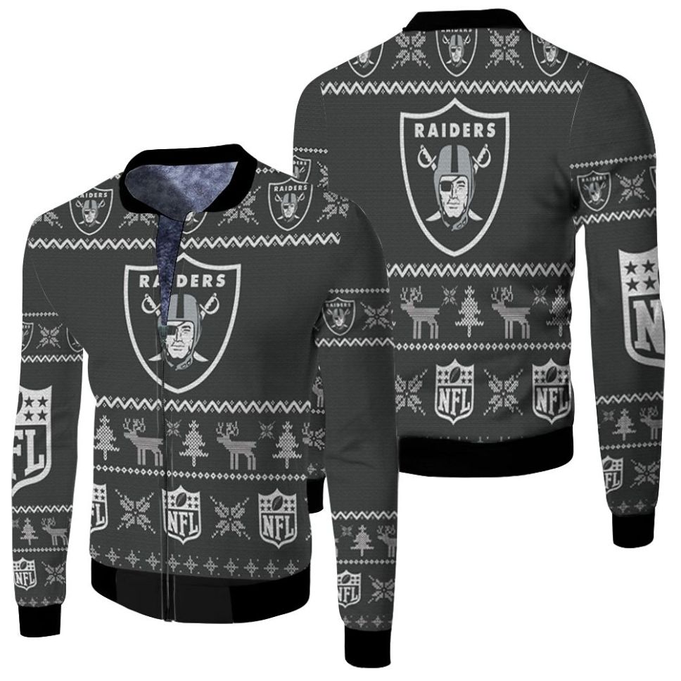 Oakland Raiders Nfl Ugly Sweatshirt Christmas 3d Fleece Bomber Jacket Oakland Raiders Nfl Ugly Sweatshirt Christmas 3d Fleece Bomber Jacket
