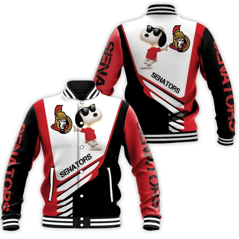 Ottawa Senators Snoopy For Fans 3d Baseball Jacket Ottawa Senators Snoopy For Fans 3d Baseball Jacket