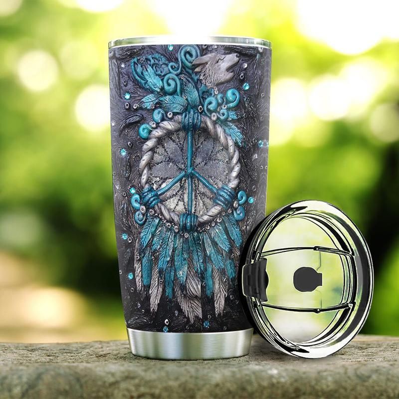 Peace Dreamcatcher Wood Stainless Steel Cup Peace Dreamcatcher Wood Stainless Steel Cup