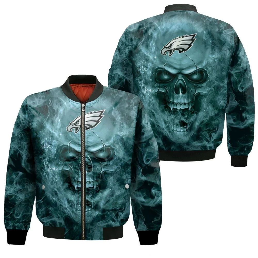 Philadelphia Eagles Nfl Fans Skull Bomber Jacket Philadelphia Eagles Nfl Fans Skull Bomber Jacket