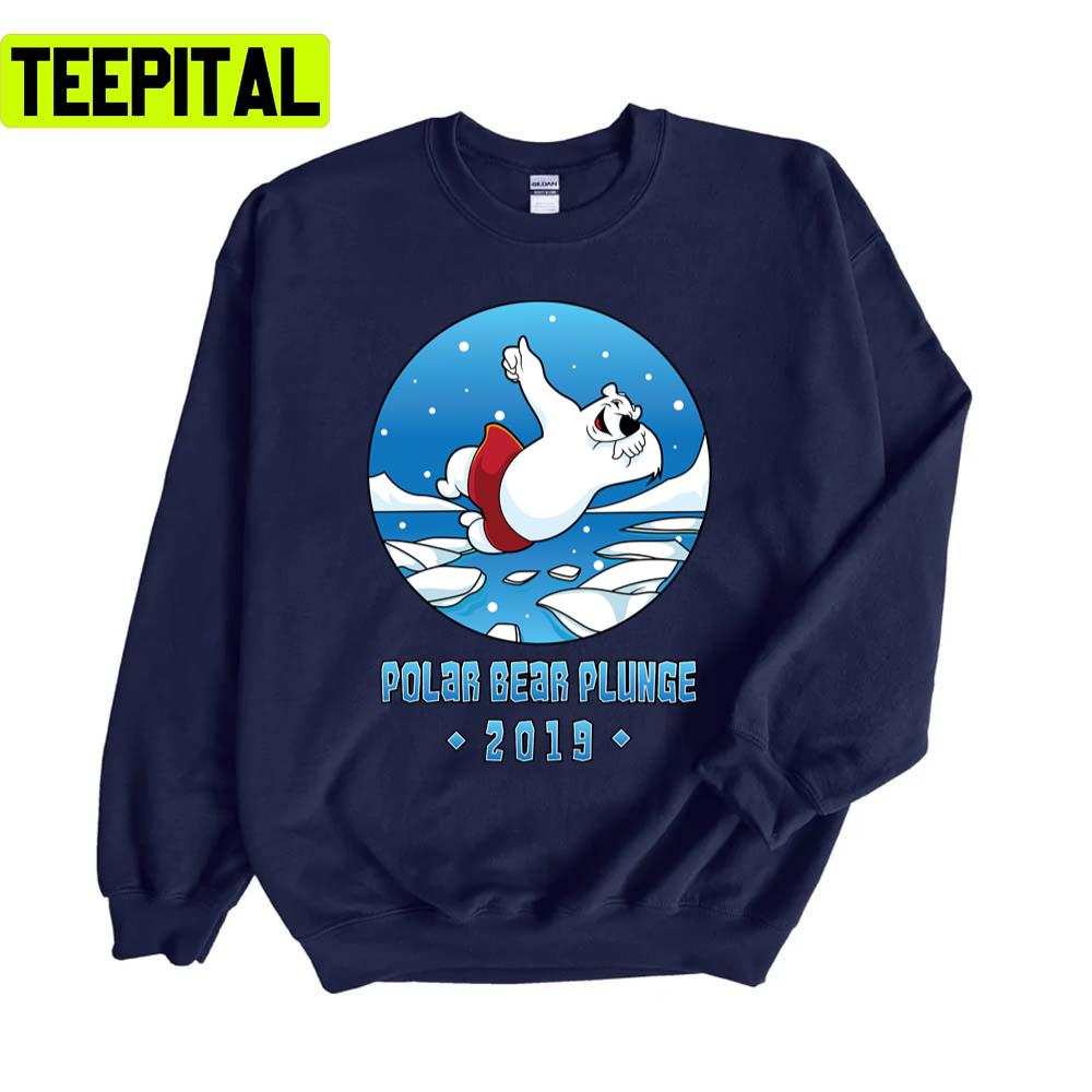 Plunge Winter Swimming Polar Bear Trending Funny Illustration Unisex Sweatshirt Plunge Winter Swimming Polar Bear Trending Funny Illustration Unisex Sweatshirt