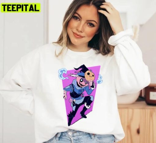 Purple Art Scarecrow Halloween Illustration Unisex Sweatshirt