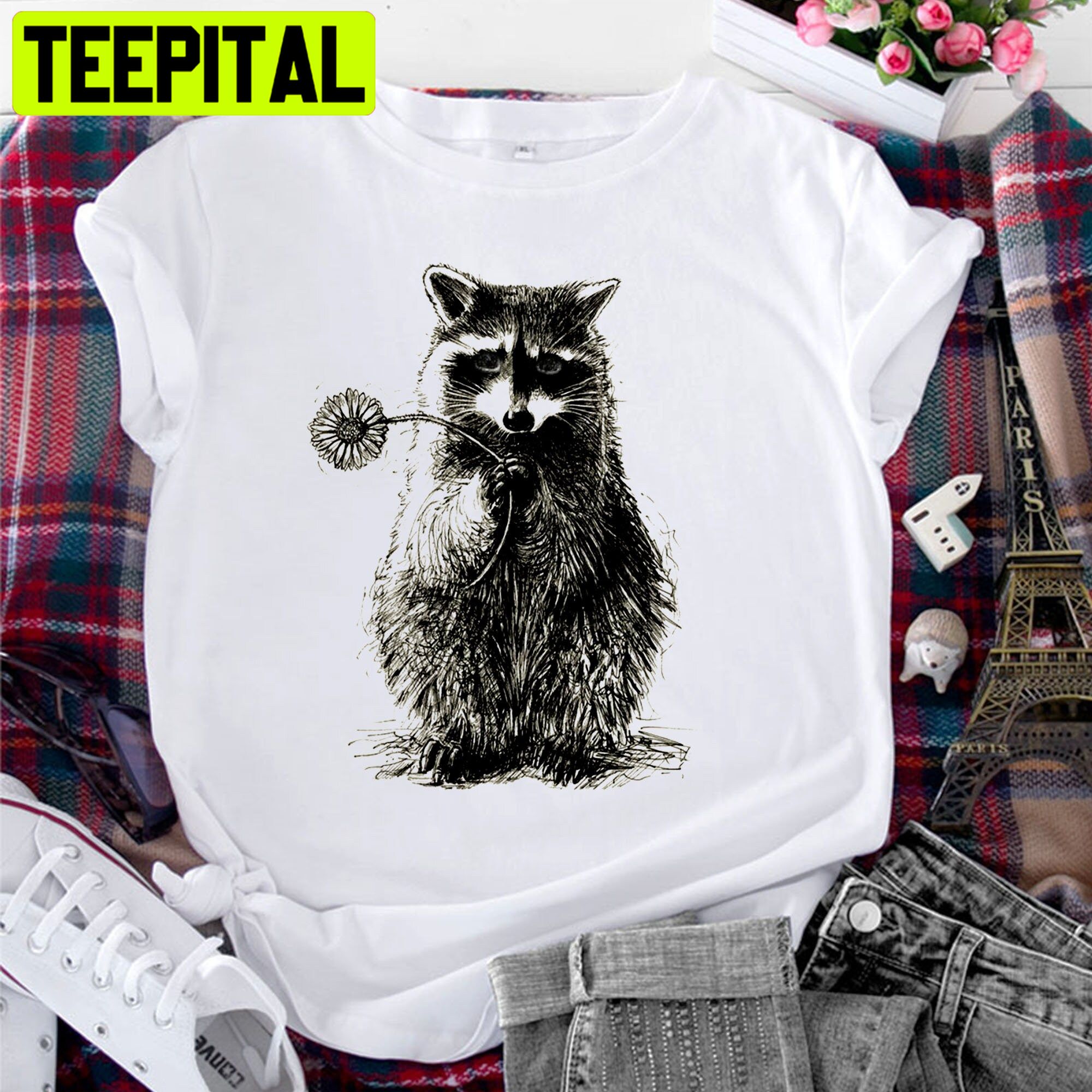 Raccoon And Flower Trending Unisex Shirt Raccoon And Flower Trending Unisex Shirt