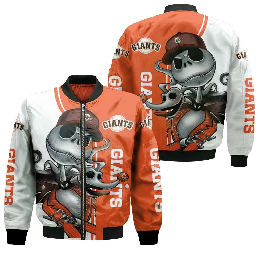 San Francisco Giants Jack Skellington And Zero Bomber Jacket San Francisco Giants Jack Skellington And Zero Bomber Jacket