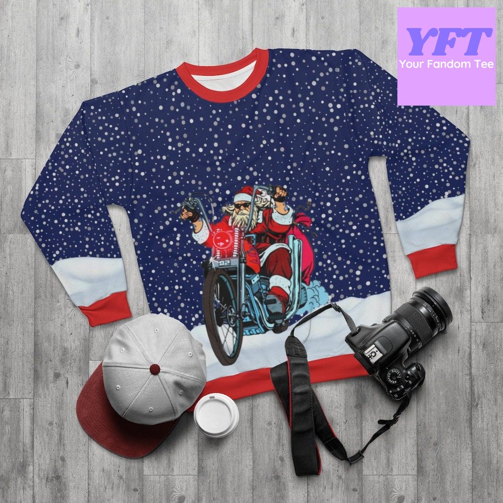 Santa Merry Driving Bike 3d Ugly Christmas Sweater Santa Merry Driving Bike 3d Ugly Christmas Sweater