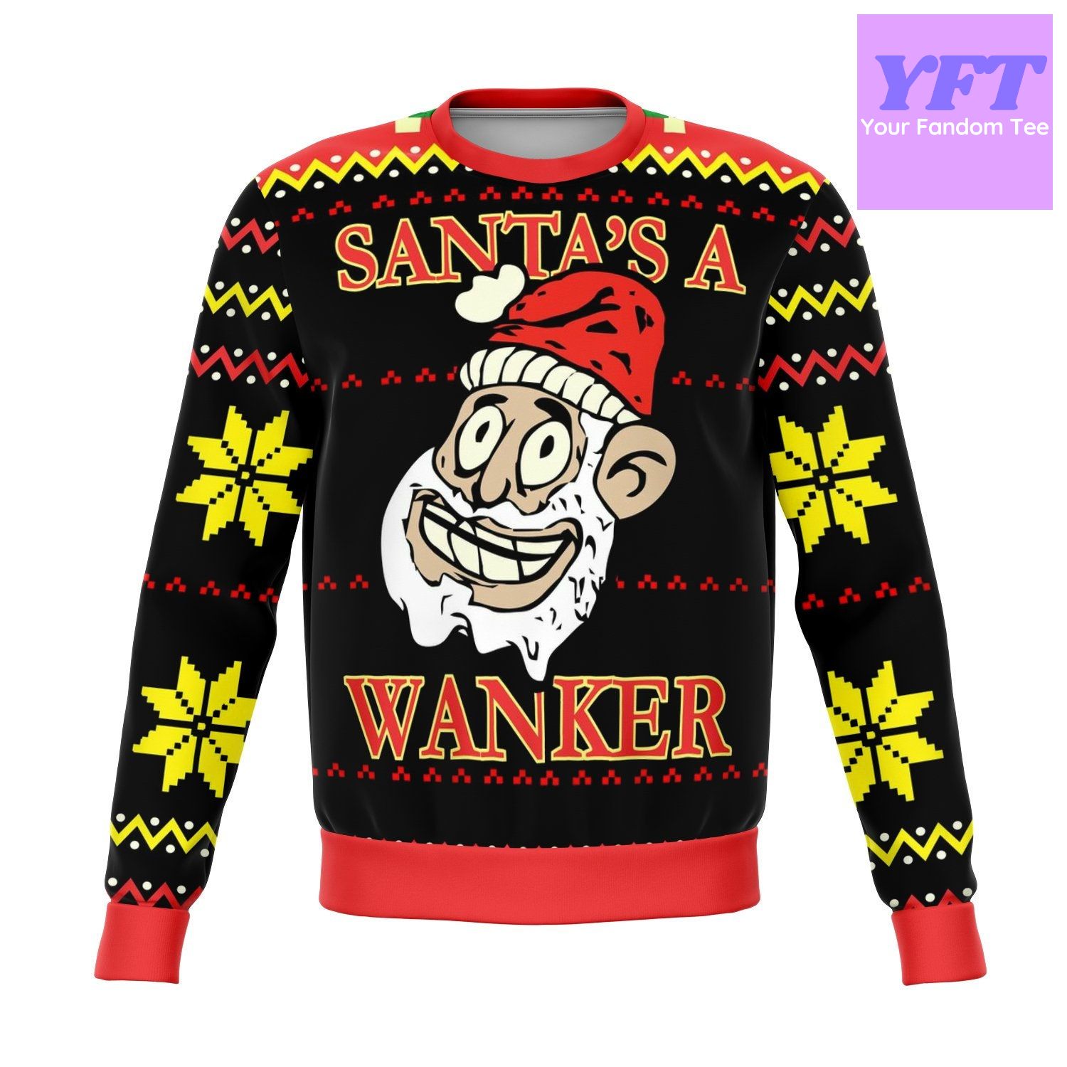 Santa's A Wanker Funny Meme 2022 Design 3d Ugly Christmas Sweater Santa's A Wanker Funny Meme 2022 Design 3d Ugly Christmas Sweater