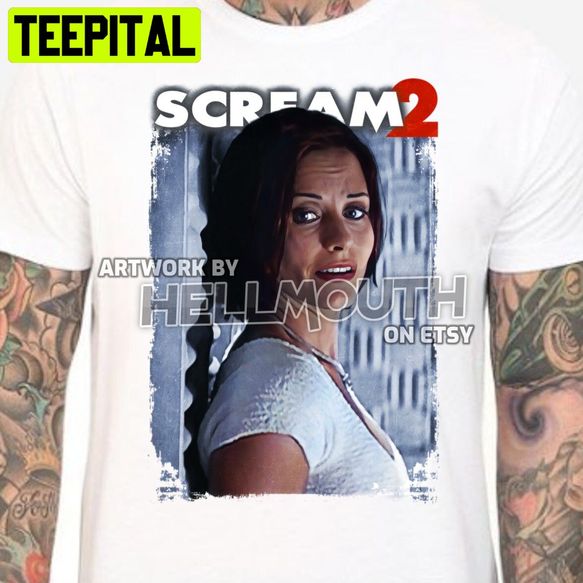 Scream 2 Gale Weathers Courteney Cox Halloween Trending Unsiex T-Shirt Scream 2 Gale Weathers Courteney Cox Halloween Trending Unsiex T-Shirt