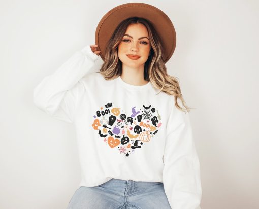 Skeleton Boho Motif Cottagecore Pumpkin Halloween Unisex Sweatshirt