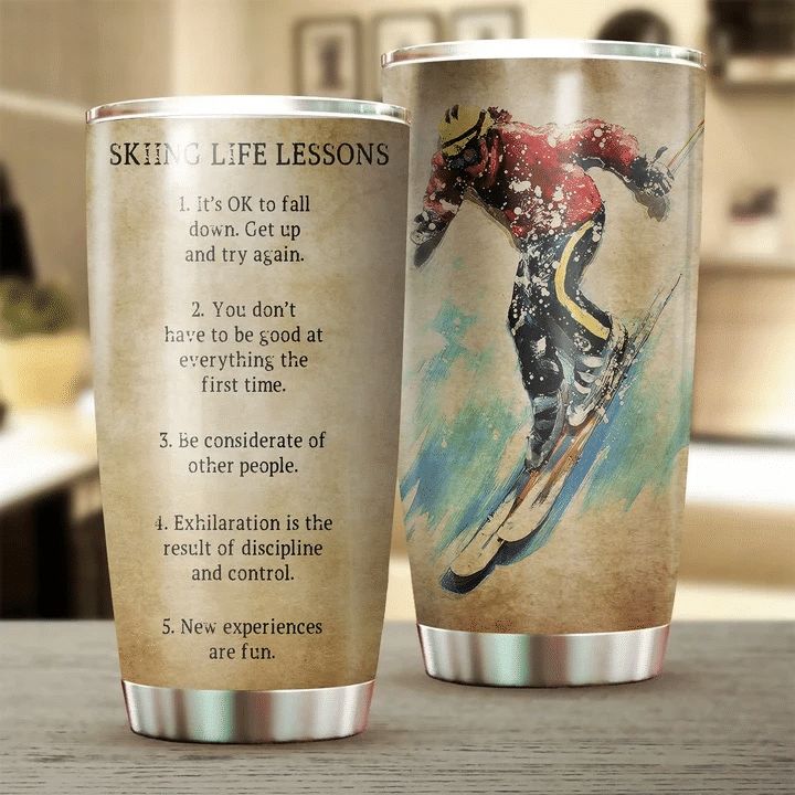 Skiing Life Lessons Stainless Steel Cup Skiing Life Lessons Stainless Steel Cup