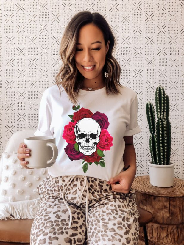Skull in Roses Halloween Shirt Skull in Roses Halloween Shirt