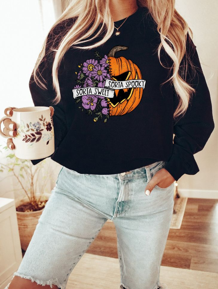 Sorta Sweet Sorta Spooky Halloween Sweatshirt Sorta Sweet Sorta Spooky Halloween Sweatshirt