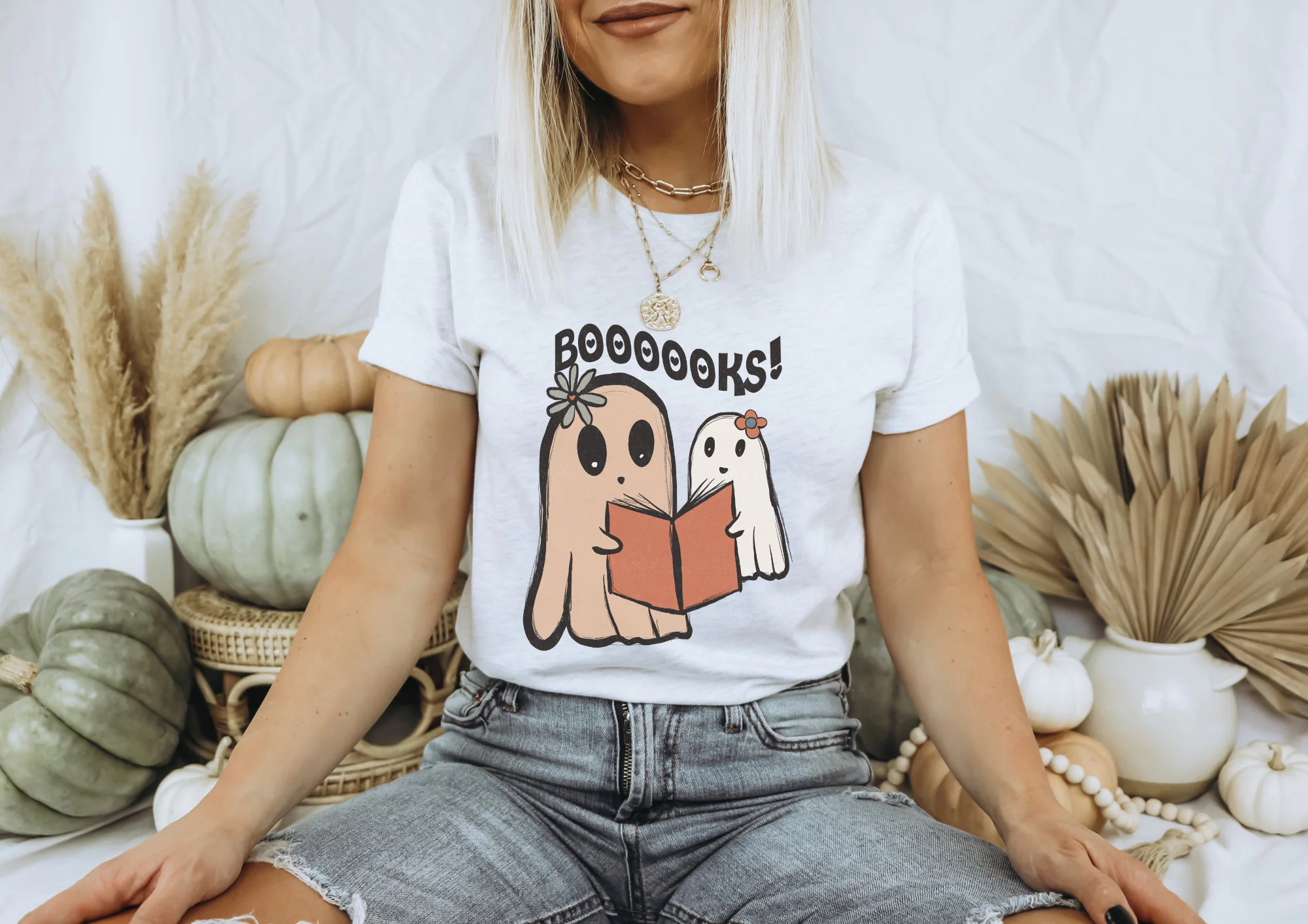 Spirit Books Retro Spirit Boho Reading Cottagecore Style Pumpkin Halloween Unisex T-Shirt Spirit Books Retro Spirit Boho Reading Cottagecore Style Pumpkin Halloween Unisex T-Shirt