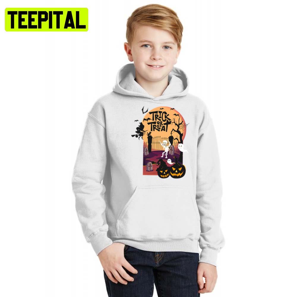 Spooky Season Trick Or Treat Halloween Illustration Hoodie Spooky Season Trick Or Treat Halloween Illustration Hoodie