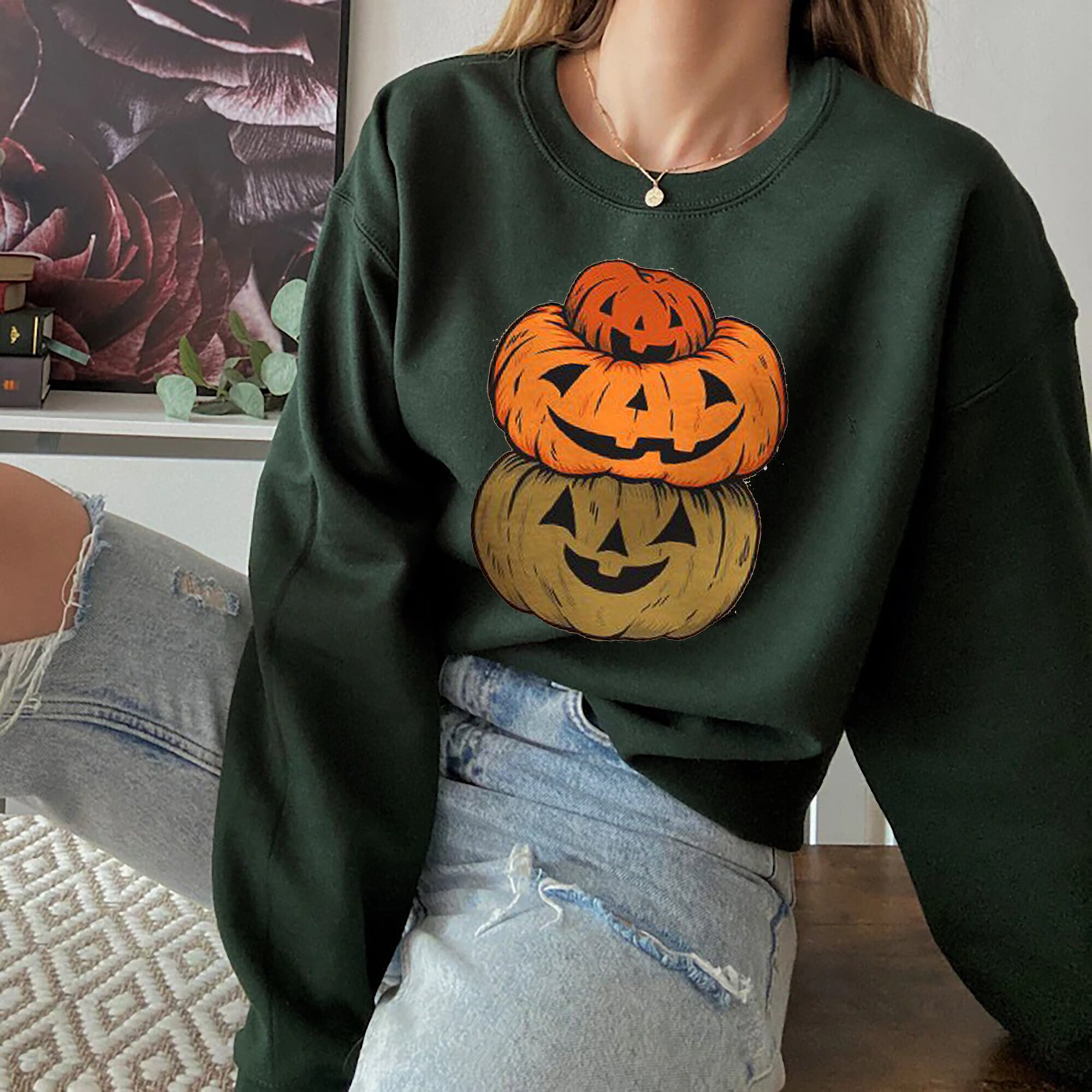 Stacking Funny Fall Pumpkin Halloween Unisex Sweatshirt Stacking Funny Fall Pumpkin Halloween Unisex Sweatshirt