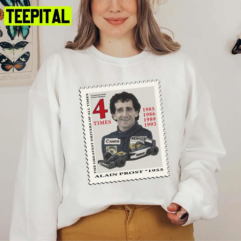 Stamp Alain Prost Formula 1 Car Racing F1 Unisex T-Shirt Stamp Alain Prost Formula 1 Car Racing F1 Unisex T-Shirt