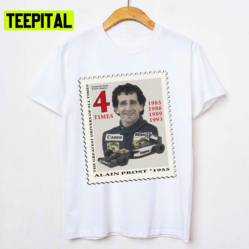 Stamp Alain Prost Formula 1 Car Racing F1 Unisex T-Shirt Stamp Alain Prost Formula 1 Car Racing F1 Unisex T-Shirt
