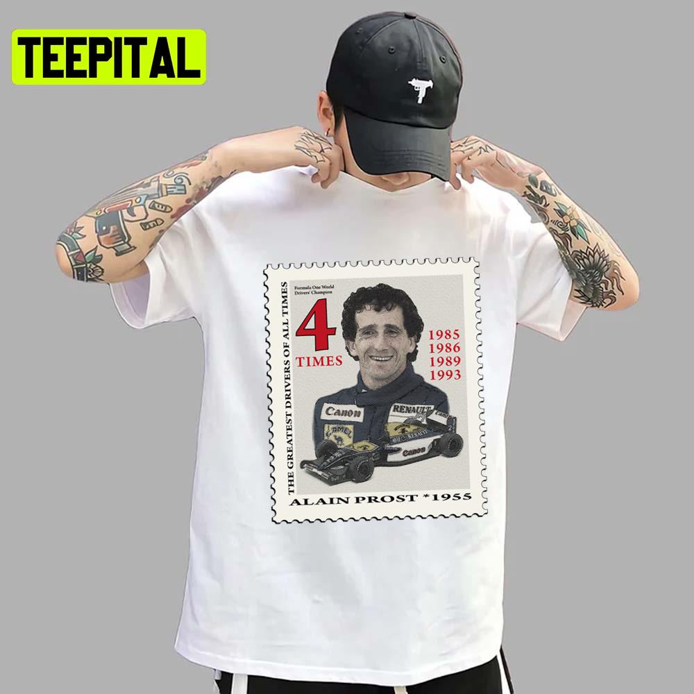 Stamp Alain Prost Formula 1 Car Racing F1 Unisex T-Shirt Stamp Alain Prost Formula 1 Car Racing F1 Unisex T-Shirt