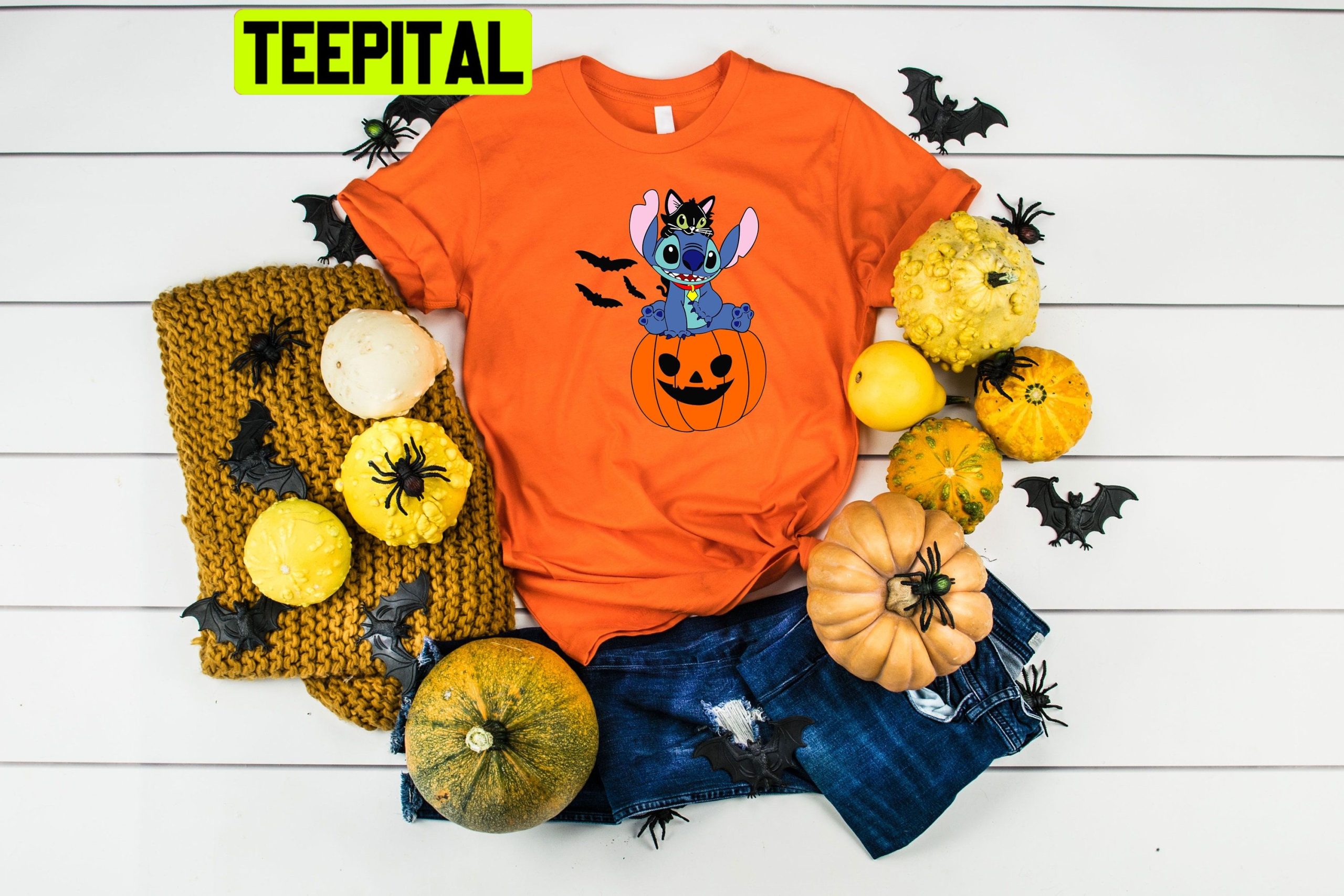 Stitch Balck Cat And Pumpkin HalloweenTrending Unisex Shirt Stitch Balck Cat And Pumpkin HalloweenTrending Unisex Shirt