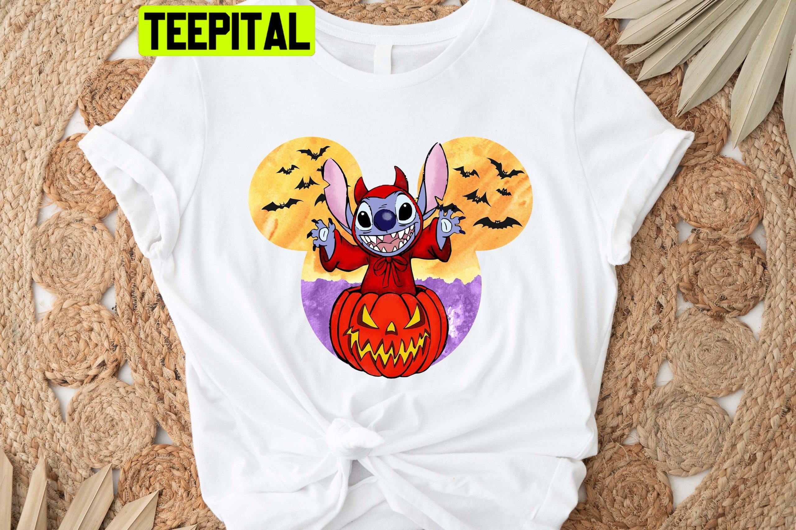 Stitch Disney Halloween Pumpkin Mickey Ear HalloweenTrending Unisex Shirt Stitch Disney Halloween Pumpkin Mickey Ear HalloweenTrending Unisex Shirt