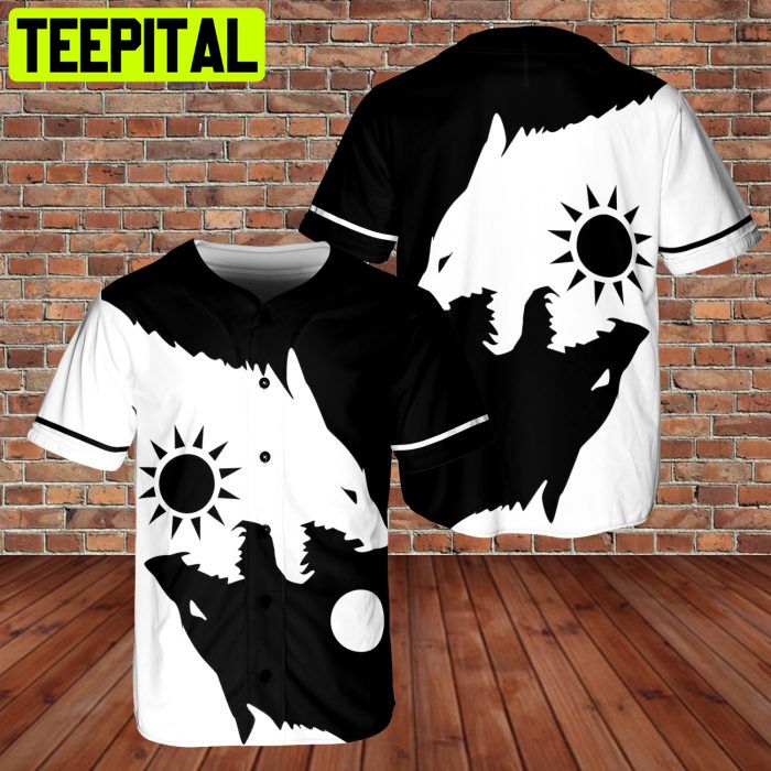Sun Fenrir Wolf Of Odin Viking 3D AOP Baseball Jersey Black White Sun Fenrir Wolf Of Odin Viking 3D AOP Baseball Jersey Black White